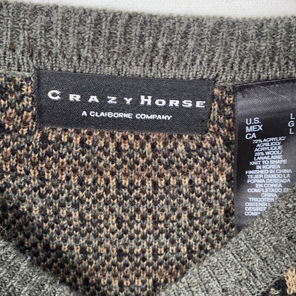 CRAZY HORSE Long sleeve Crew Neck Sweater Geometric, Size L - Picture 7 of 11